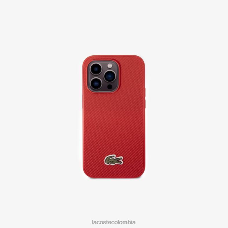 funda para iphone 14 pro efecto petit piqué azul marino/marrón Lacoste accesorios hombres 80XZX2219