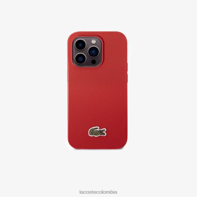 funda para iphone 14 pro max efecto petit piqué azul marino/marrón Lacoste accesorios hombres 80XZX2214