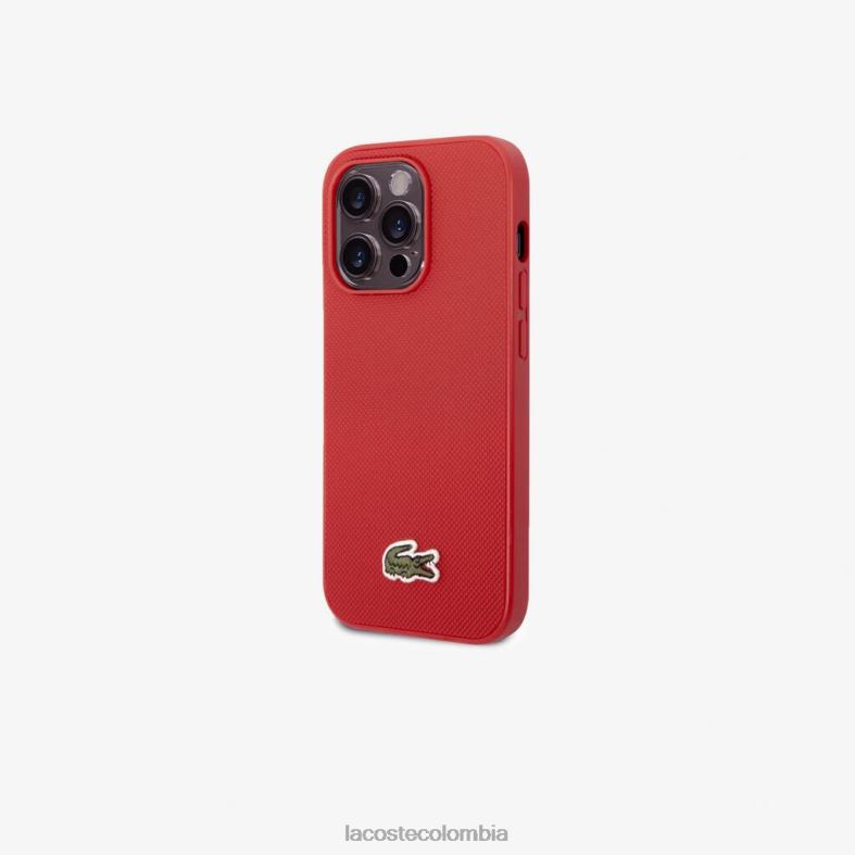 funda para iphone 14 pro max efecto petit piqué azul marino/marrón Lacoste accesorios hombres 80XZX2214