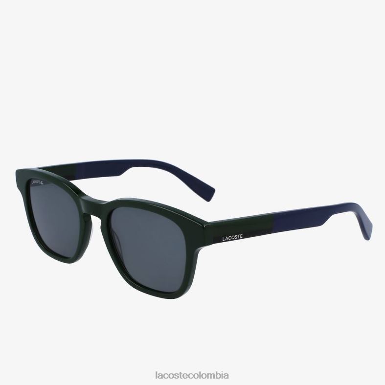 gafas de sol rectangulares de acetato con tacto textil verde Lacoste accesorios hombres 80XZX2347