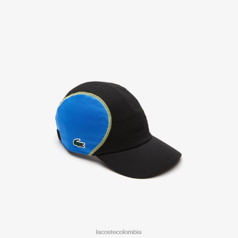 gorra de tenis con panel de malla negro/azul/amarillo Lacoste accesorios hombres 80XZX2143