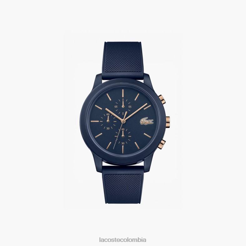 Reloj 12.12 con correa petit piqué de silicona azul marino azul Lacoste accesorios hombres 80XZX2314