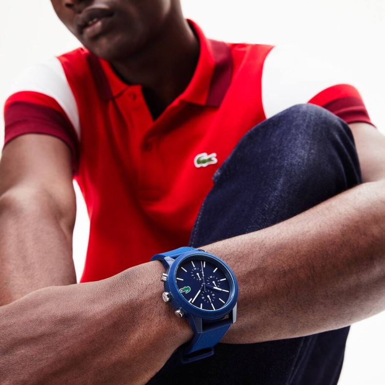 Reloj cronógrafo 12.12 con correa de silicona azul azul Lacoste accesorios hombres 80XZX2329