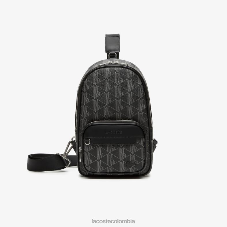 bandolera con estampado de monogramas The Blend monograma negro gris Lacoste bolsos y marroquinería hombres 80XZX1975