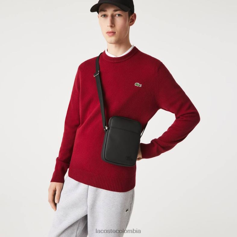 bolso clásico petit piqué con cremallera vertical negro Lacoste bolsos y marroquinería hombres 80XZX2023