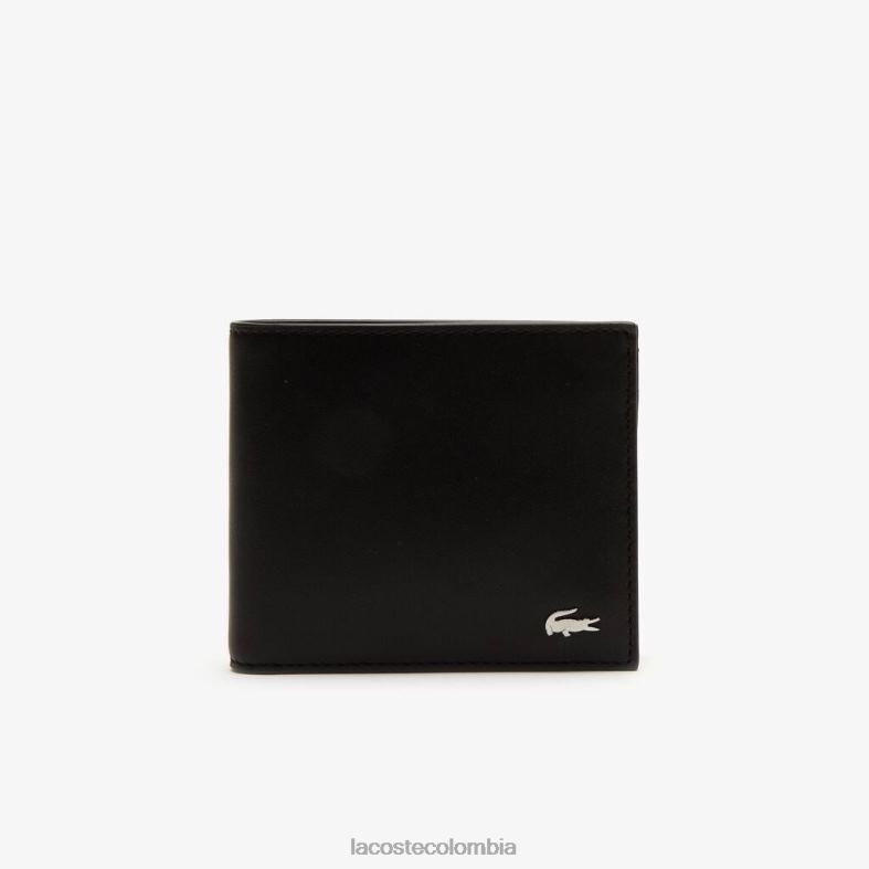 Conjunto de cartera y tarjetero de piel Fitzgerald negro Lacoste bolsos y marroquinería hombres 80XZX2043