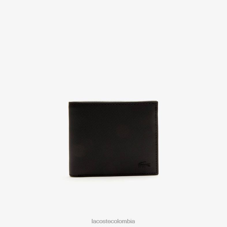 cartera clásica de tres tarjetas en petit piqué negro Lacoste bolsos y marroquinería hombres 80XZX2060