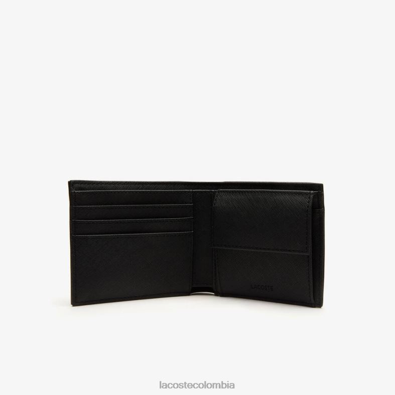 cartera clásica de tres tarjetas en petit piqué negro Lacoste bolsos y marroquinería hombres 80XZX2060