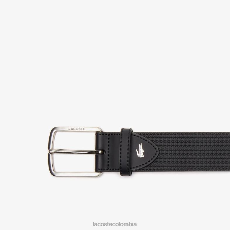 cinturón de piel texturizada con hebilla grabada negro Lacoste bolsos y marroquinería hombres 80XZX2075