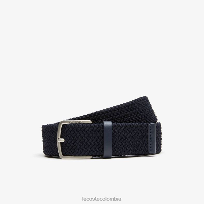 cinturón de punto elástico con hebilla grabada noche azul Lacoste bolsos y marroquinería hombres 80XZX1983
