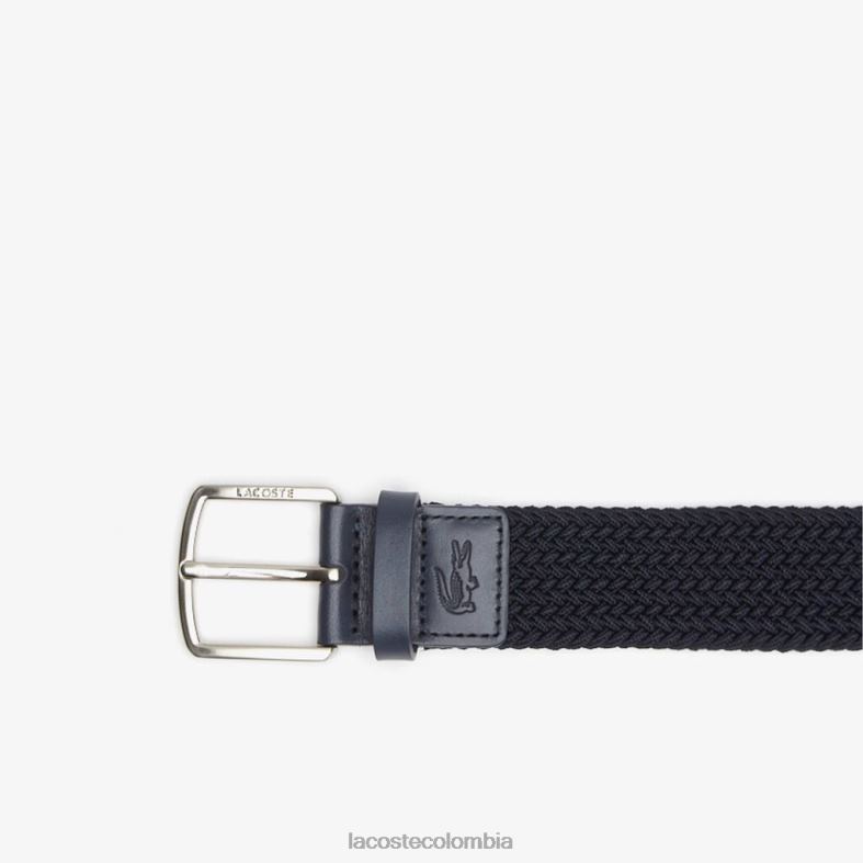 cinturón de punto elástico con hebilla grabada noche azul Lacoste bolsos y marroquinería hombres 80XZX1983
