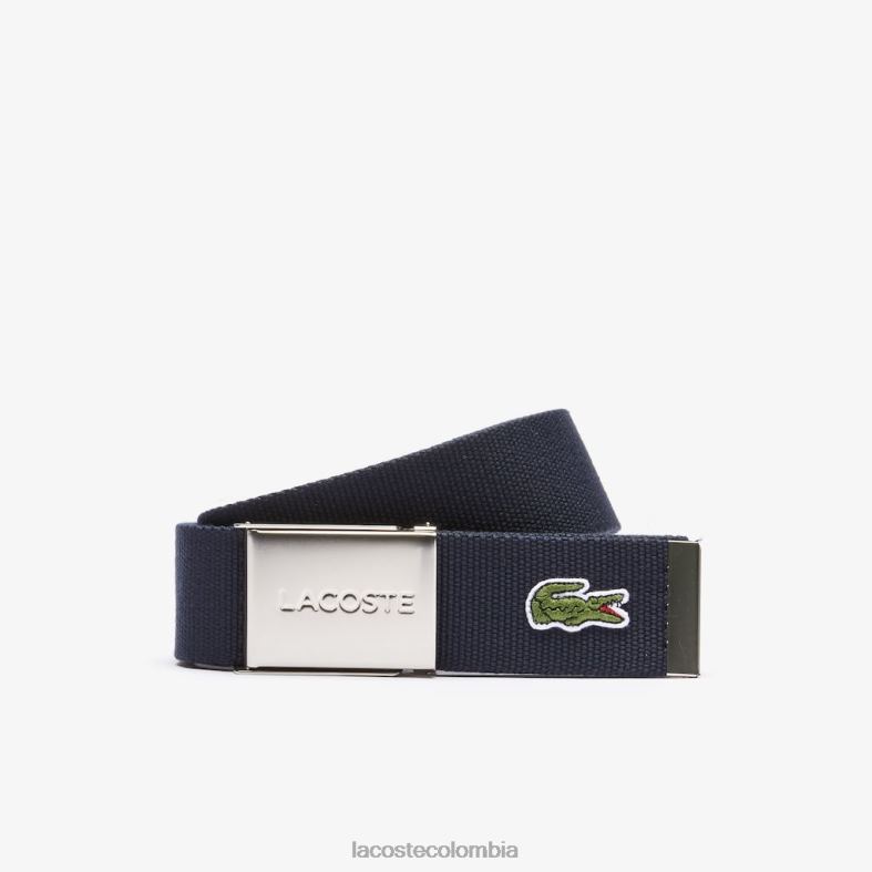 cinturón de tejido con hebilla grabada púrpura Lacoste bolsos y marroquinería hombres 80XZX2081