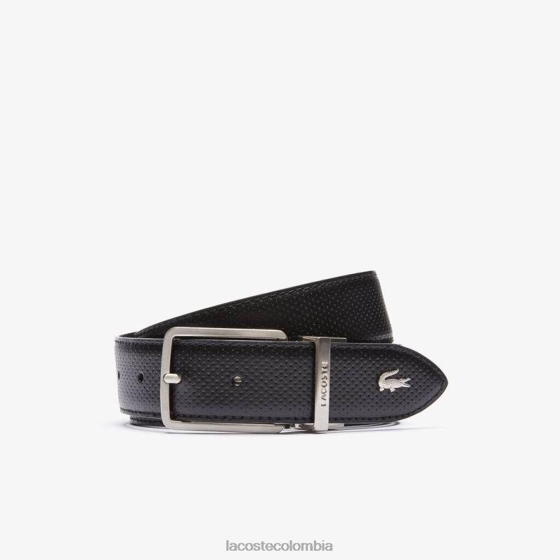 cinturón reversible de piel piqué con hebilla grabada negro Lacoste bolsos y marroquinería hombres 80XZX2077