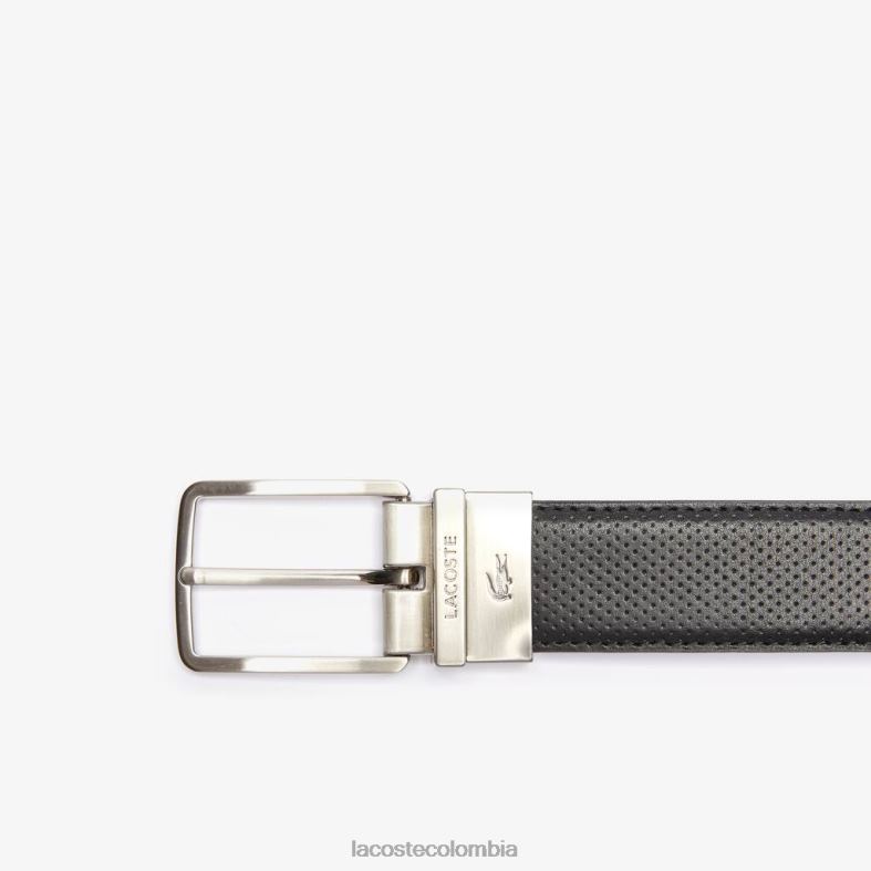 cinturón reversible de piel piqué con hebilla grabada negro Lacoste bolsos y marroquinería hombres 80XZX2077
