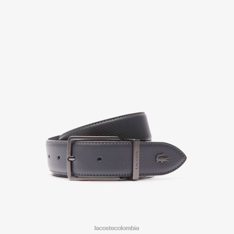 cinturón reversible de piel piqué con hebilla grabada sombra oscura Lacoste bolsos y marroquinería hombres 80XZX2078