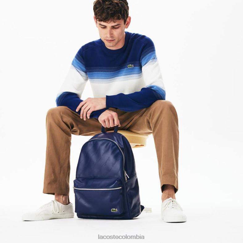 mochila con cremallera y estampado Live Signature profundidades azules Lacoste bolsos y marroquinería hombres 80XZX2047