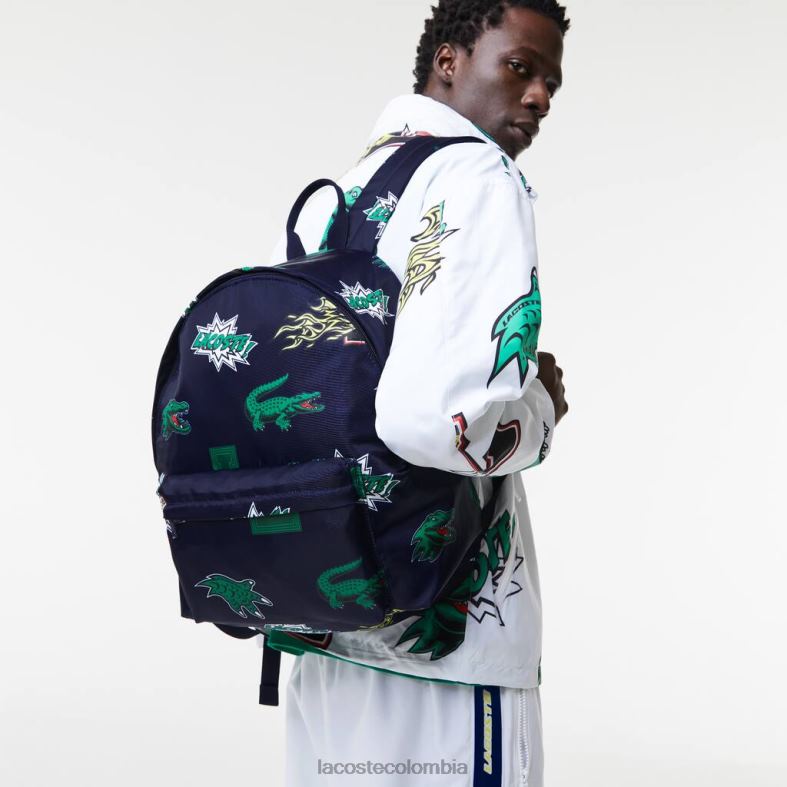 mochila con estampado de cómic marino 166 cocodrilo en toda la prenda Lacoste bolsos y marroquinería hombres 80XZX2096