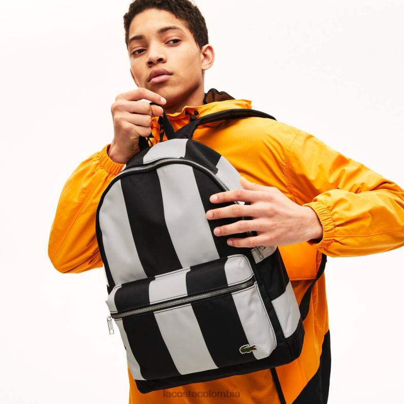 mochila live con bolsa desmontable a rayas negro blanco Lacoste bolsos y marroquinería hombres 80XZX2055