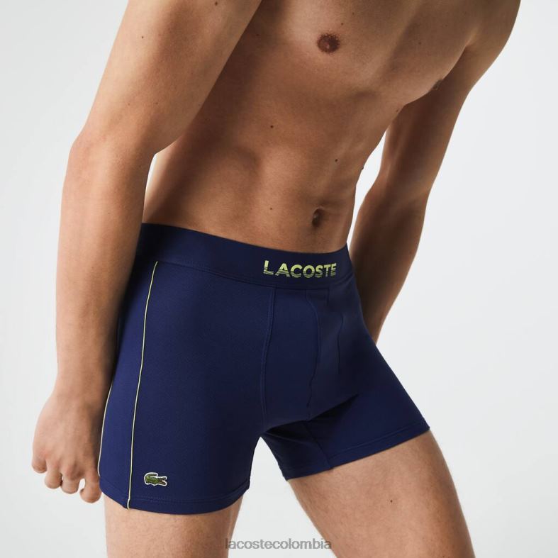 baúl de malla técnica transpirable azul marino/amarillo llamativo Lacoste ropa hombres 80XZX1556