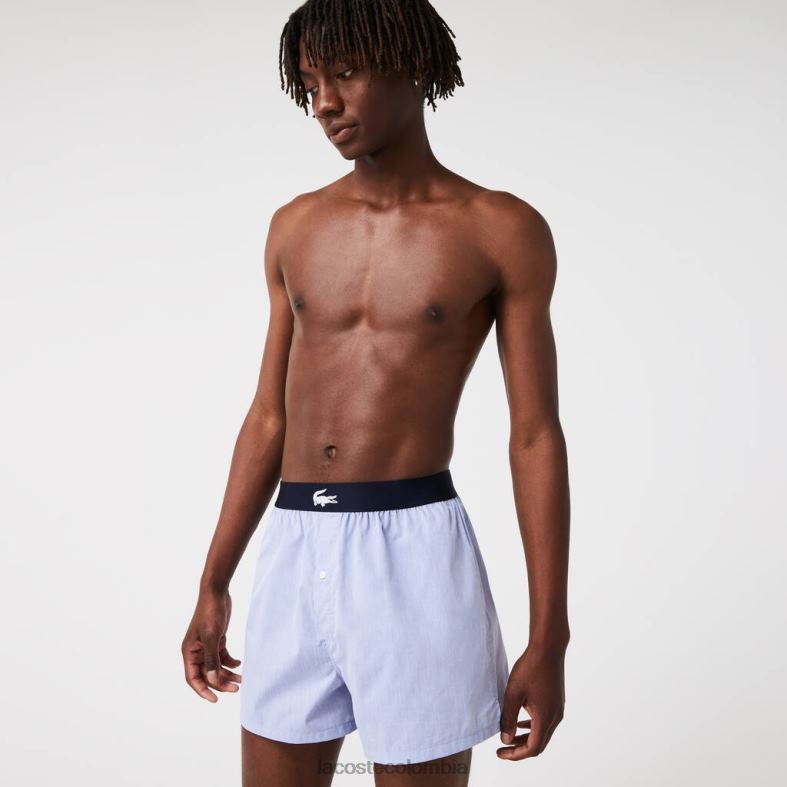 boxer de algodón ultrasuave paquete de 3 azul marino/azul Lacoste ropa hombres 80XZX1578