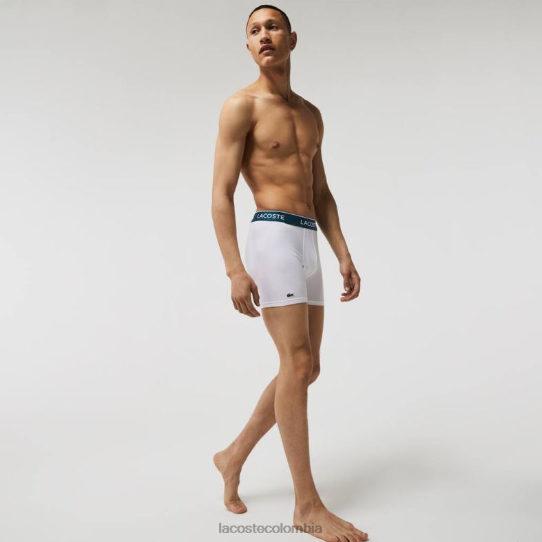 pack de 3 calzoncillos bóxer largos de algodón elástico blanco Lacoste ropa hombres 80XZX1405
