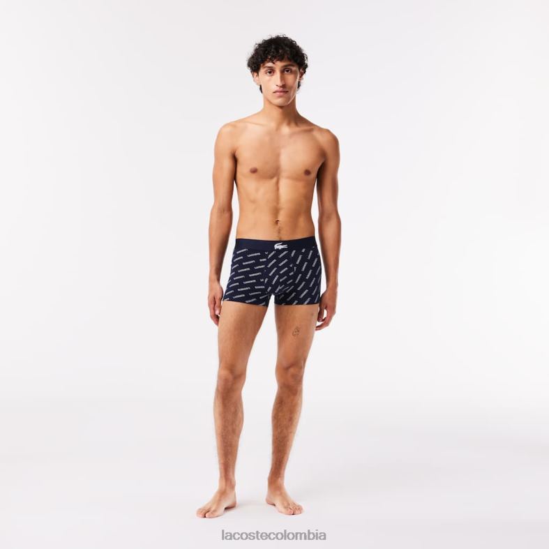 paquete de 3 calzoncillos de algodón elástico azul marino/blanco/gris chino Lacoste ropa hombres 80XZX1430