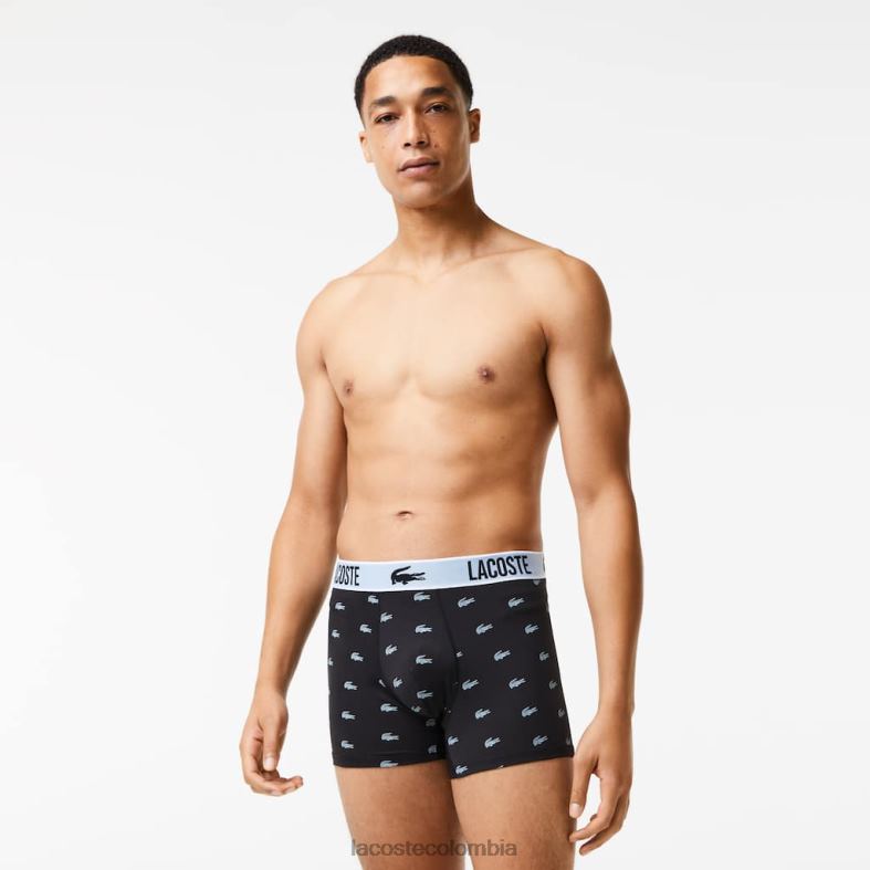 paquete de 3 calzoncillos de punto de poliéster reciclado negro/gris oscuro/blanco Lacoste ropa hombres 80XZX1561