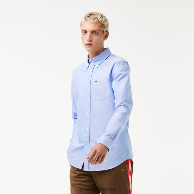 camisa de algodón Oxford de corte regular azul Lacoste ropa hombres 80XZX1466