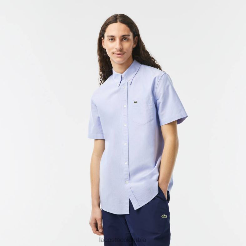 camisa de algodón Oxford de corte regular azul Lacoste ropa hombres 80XZX1527