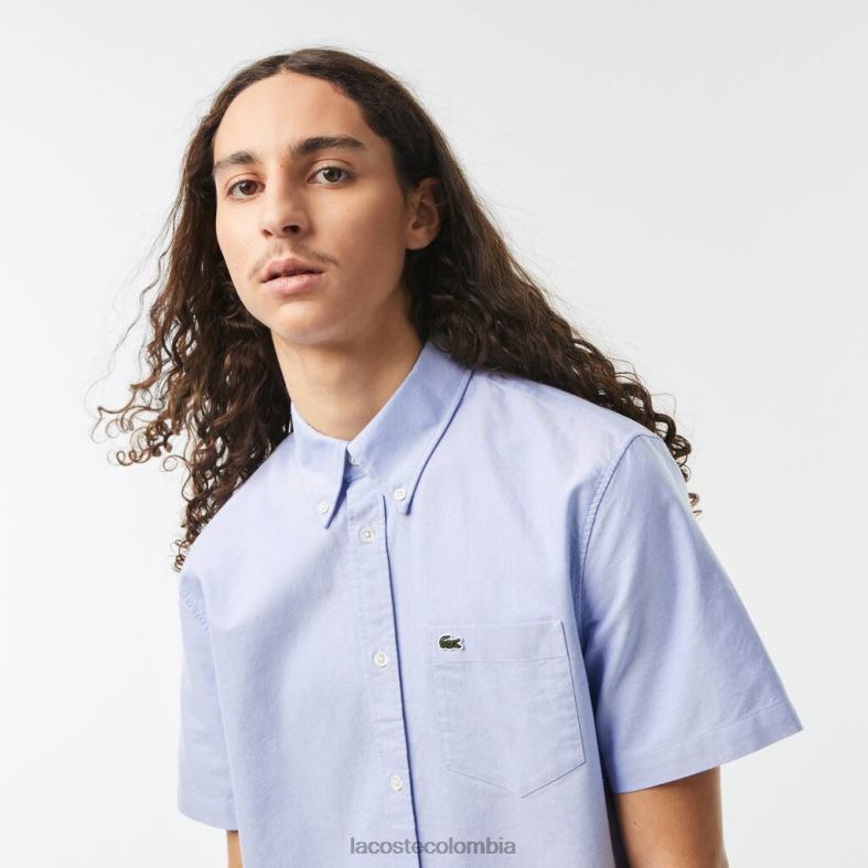 camisa de algodón Oxford de corte regular azul Lacoste ropa hombres 80XZX1527