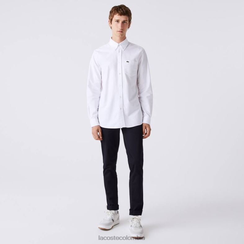 camisa de algodón Oxford de corte regular blanco Lacoste ropa hombres 80XZX1467