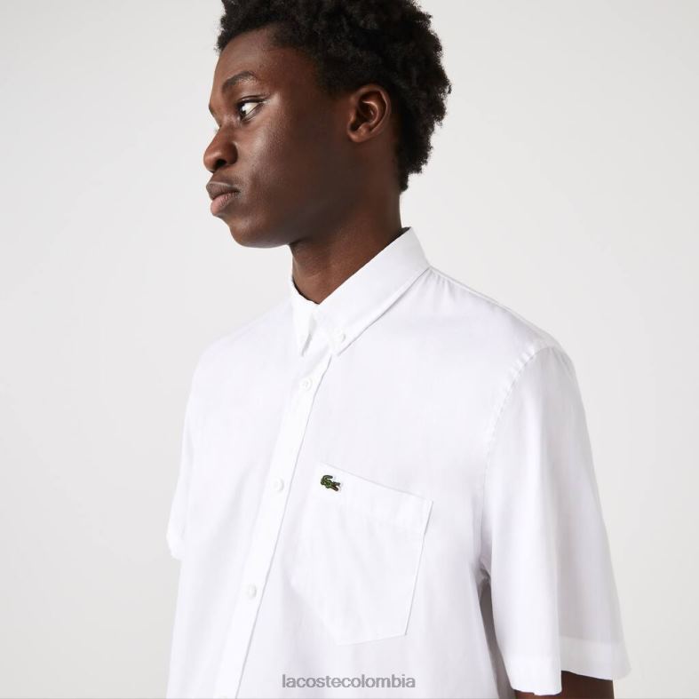 camisa de algodón Oxford de corte regular blanco Lacoste ropa hombres 80XZX1526