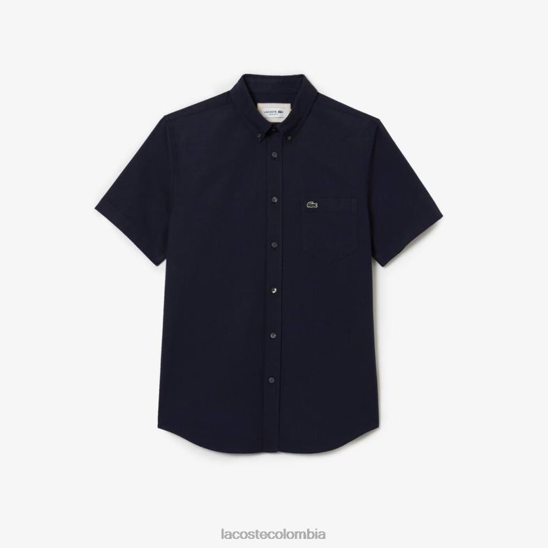 camisa de algodón de corte regular Azul marino Lacoste ropa hombres 80XZX452