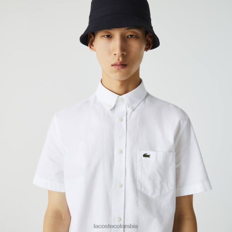 camisa de algodón de corte regular blanco Lacoste ropa hombres 80XZX450