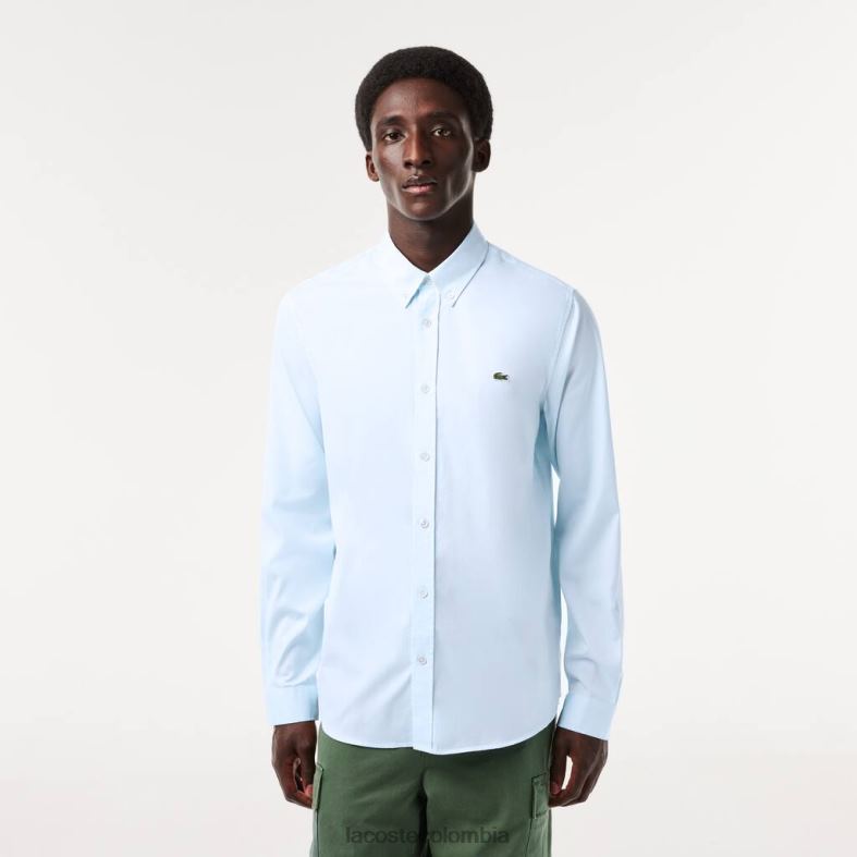 camisa de algodón premium de ajuste regular azul Lacoste ropa hombres 80XZX1493