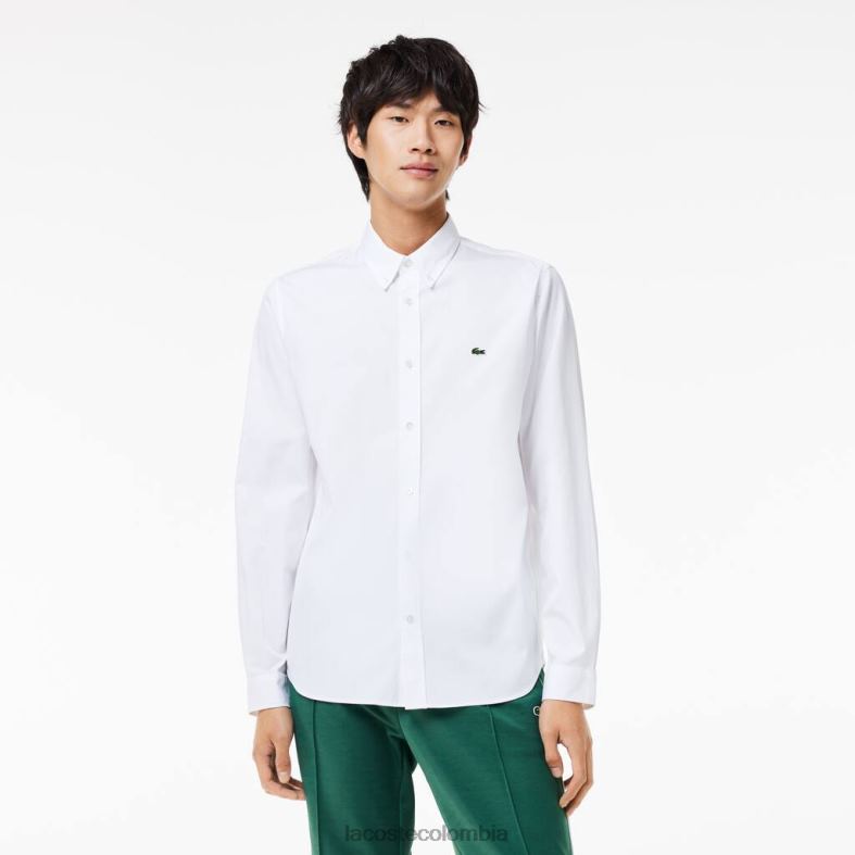 camisa de algodón premium de ajuste regular blanco Lacoste ropa hombres 80XZX1494