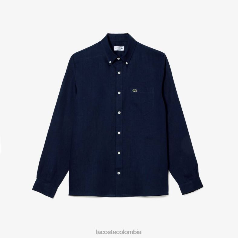 camisa de lino Azul marino Lacoste ropa hombres 80XZX497