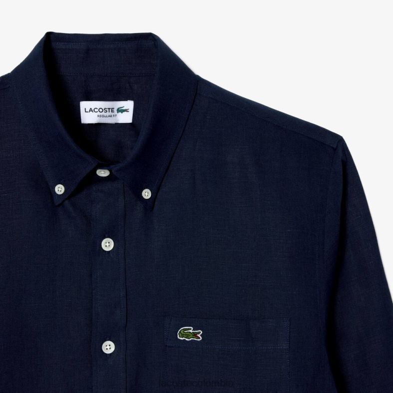 camisa de lino Azul marino Lacoste ropa hombres 80XZX497