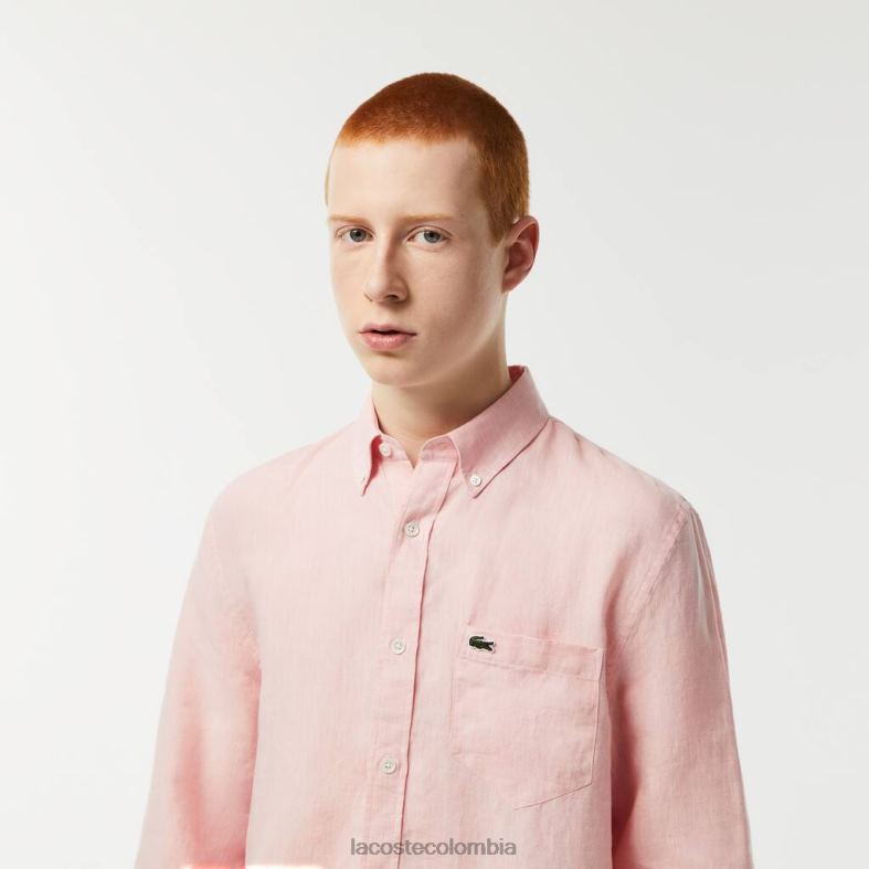 camisa de lino Rosa claro Lacoste ropa hombres 80XZX470