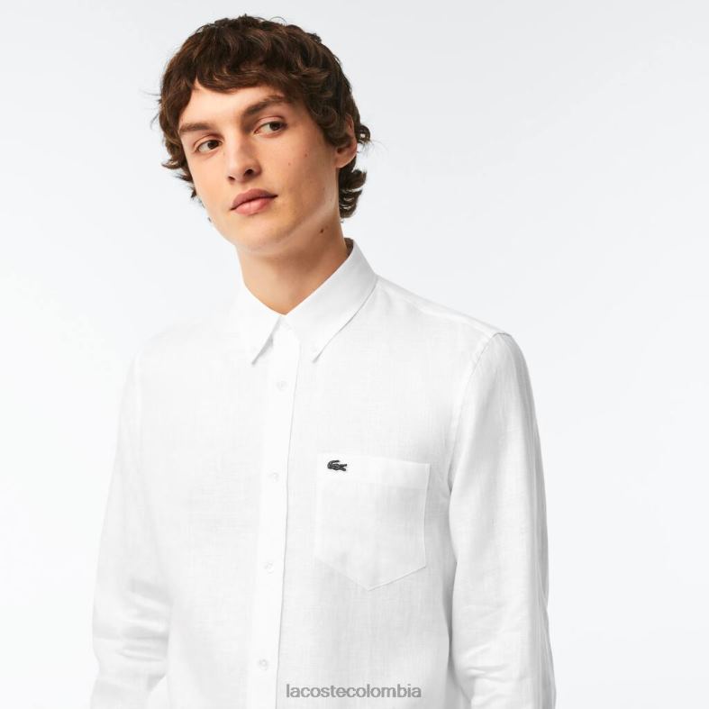 camisa de lino blanco Lacoste ropa hombres 80XZX469