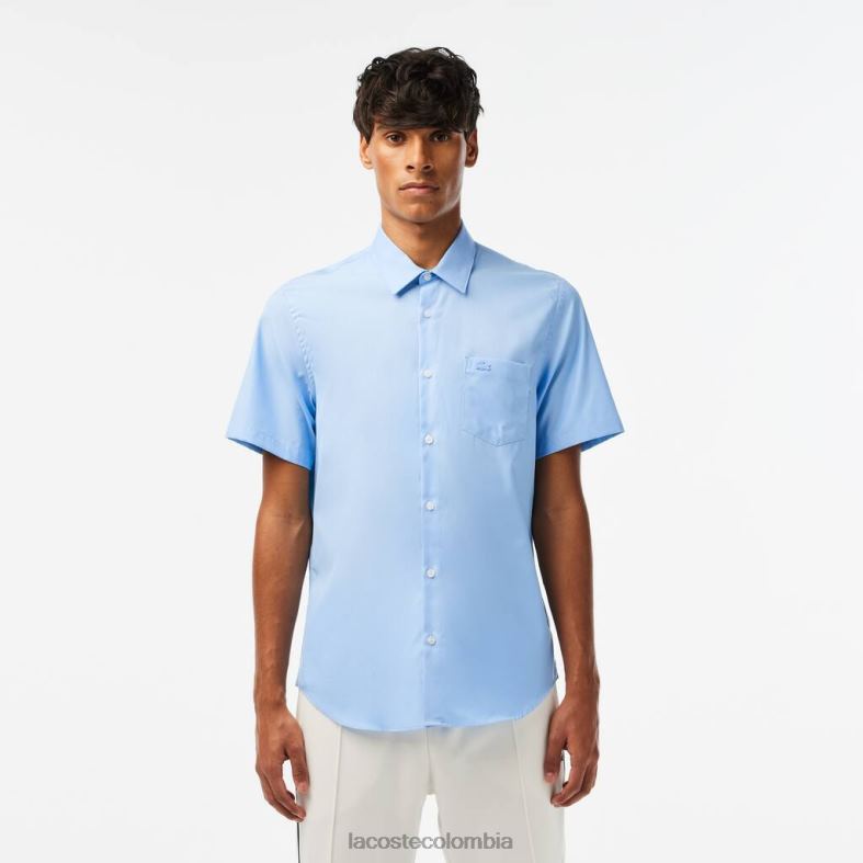 camisa regular fit de algodón liso azul Lacoste ropa hombres 80XZX1562