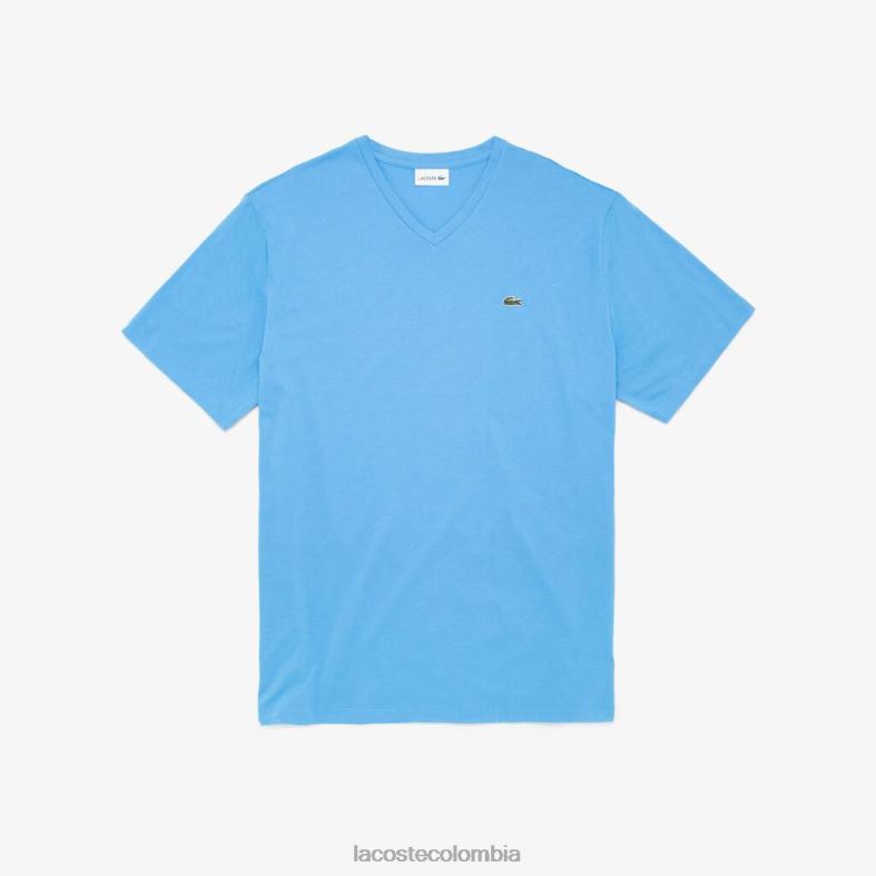 Polo de algodón con cuello en V y corte regular (talla grande) azul Lacoste ropa hombres 80XZX708