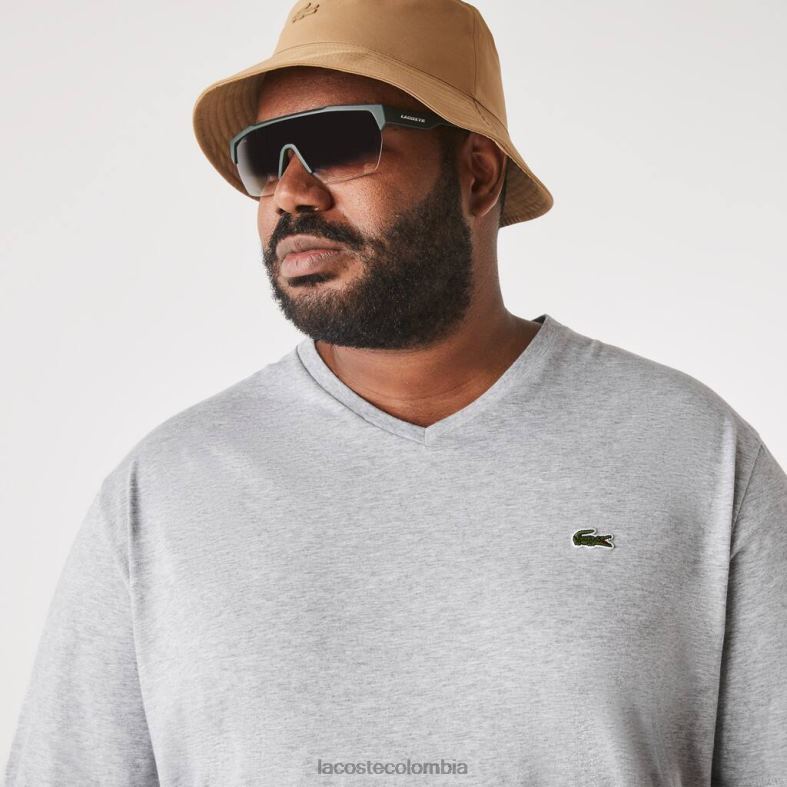 Polo de algodón con cuello en V y corte regular (talla grande) lomo gris Lacoste ropa hombres 80XZX765