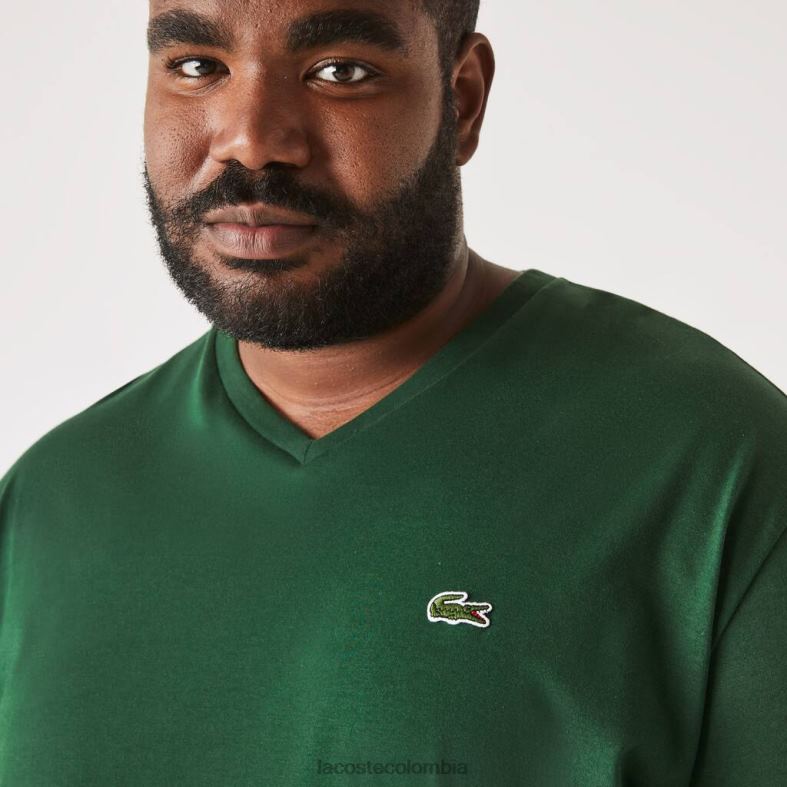 Polo de algodón con cuello en V y corte regular (talla grande) verde Lacoste ropa hombres 80XZX823