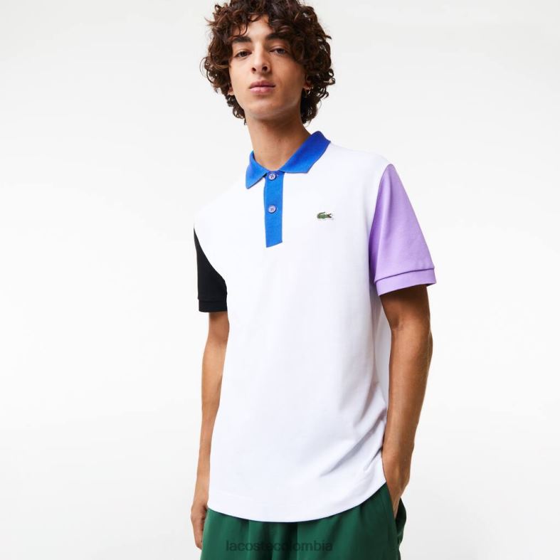 Polo de petit piqué de algodón con bloques de color y ajuste regular blanco/negro/morado/azul Lacoste ropa hombres 80XZX559