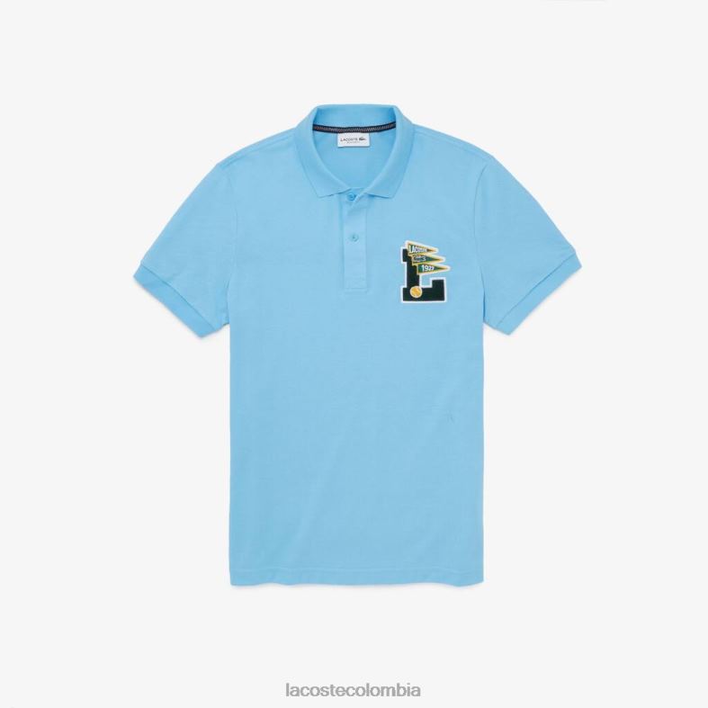 Polo de piqué de algodón con insignia de L y corte regular azul claro Lacoste ropa hombres 80XZX897