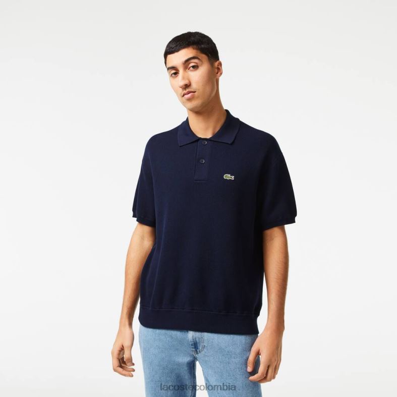 polo a rayas de algodón orgánico Azul marino Lacoste ropa hombres 80XZX440