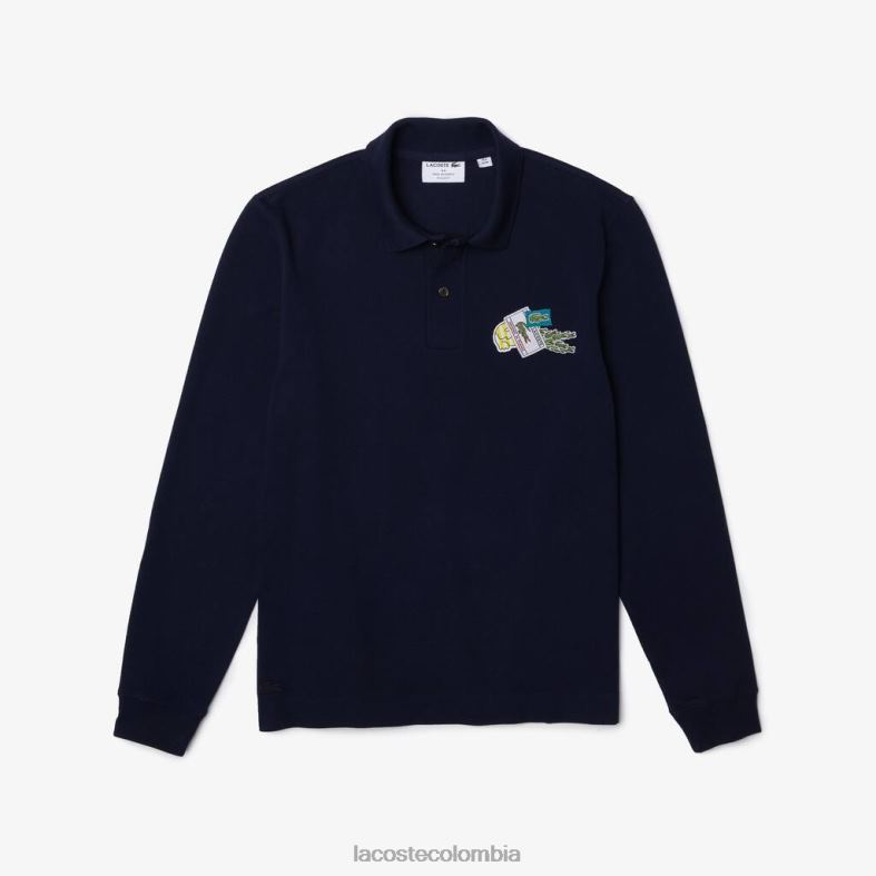polo con insignia de cómic de cocodrilo Azul marino Lacoste ropa hombres 80XZX1261