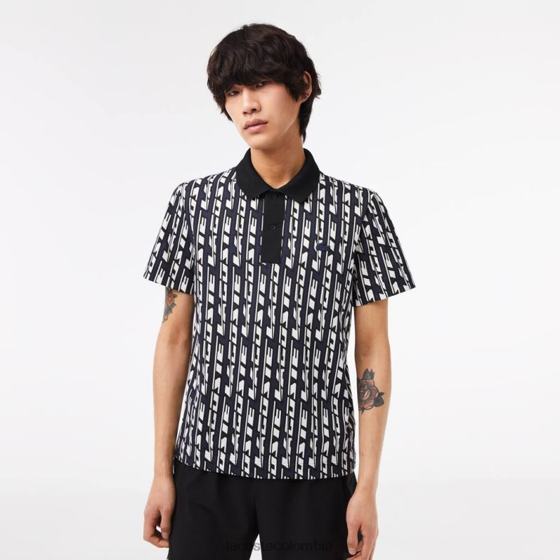 polo con movimiento activo en dos tonos azul blanco Lacoste ropa hombres 80XZX2