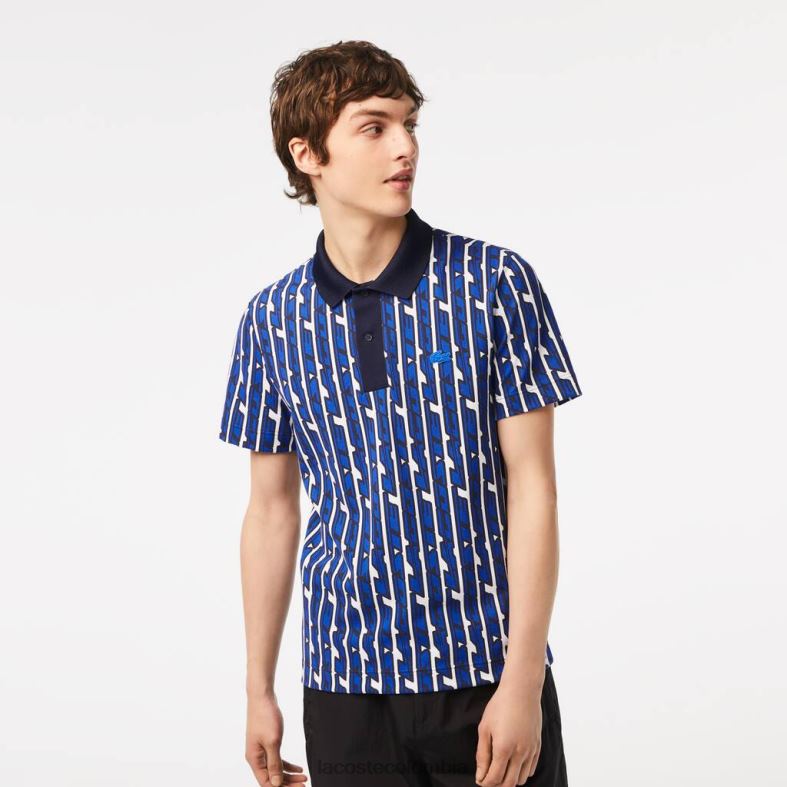 polo con movimiento activo en dos tonos blanco azul Lacoste ropa hombres 80XZX4